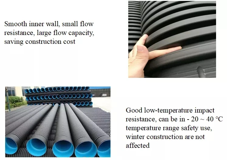 Jubo Factory Hot Sale HDPE Double Wall Corrugated PE Drainage Pipe in Stock